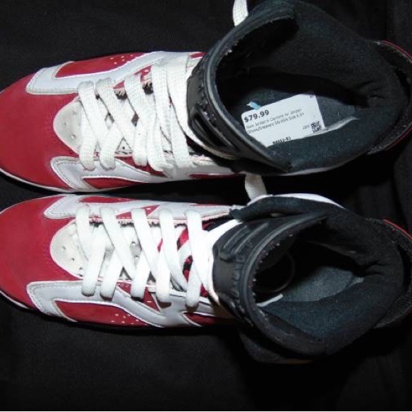 Size 6.5Y NIKE JORDAN 6 CARMINE AIR JORDAN YOUTH SNEAKERS (PRE-OWNED) - Picture 2 of 4